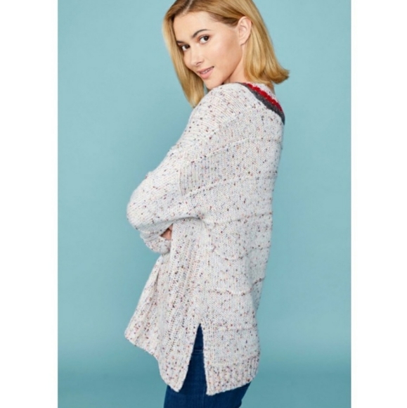 💕 New oversized boutique confetti Ivory V neck sweater - Picture 8 of 17